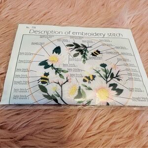 Floral and Bee Embroidery Stitch Guide